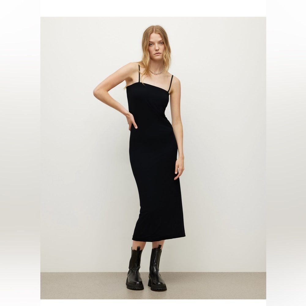 All Saints Charlie Black Midi Dress
